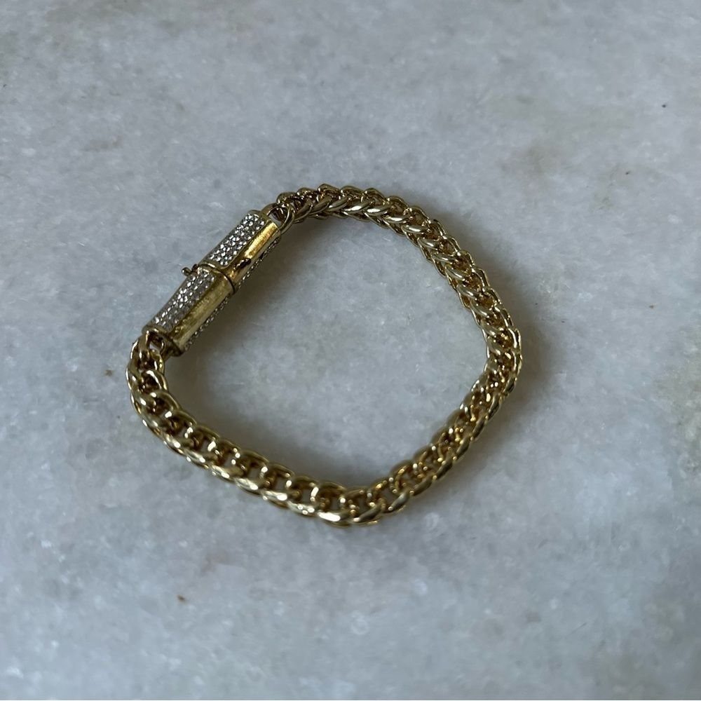 Chunky Link Gold Chain Bracelet with Magnetic Rhinestone Clasp Minimalist